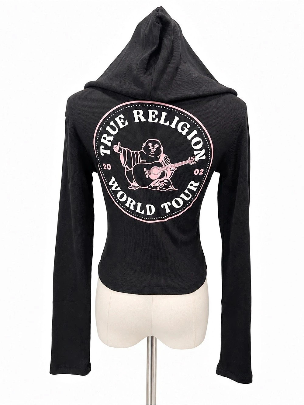 True Religion World Tour Hooded Henley Black Small NWT - Picture 4 of 8